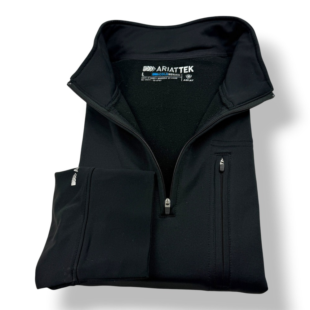 Ariat Mens AriatTek Cold‎ Series 1/4 Zip Fleece Pullover Black Large 105037